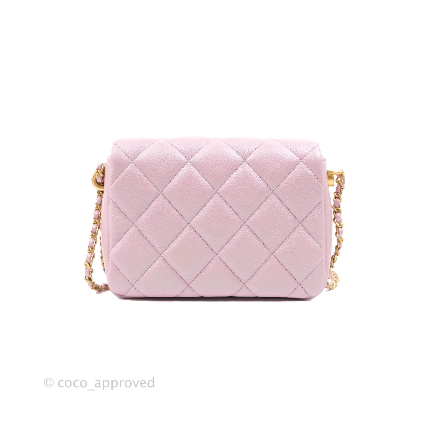 Chanel Quilted My Perfect Mini Iridescent Pink Caviar Aged Gold Hardware 21K