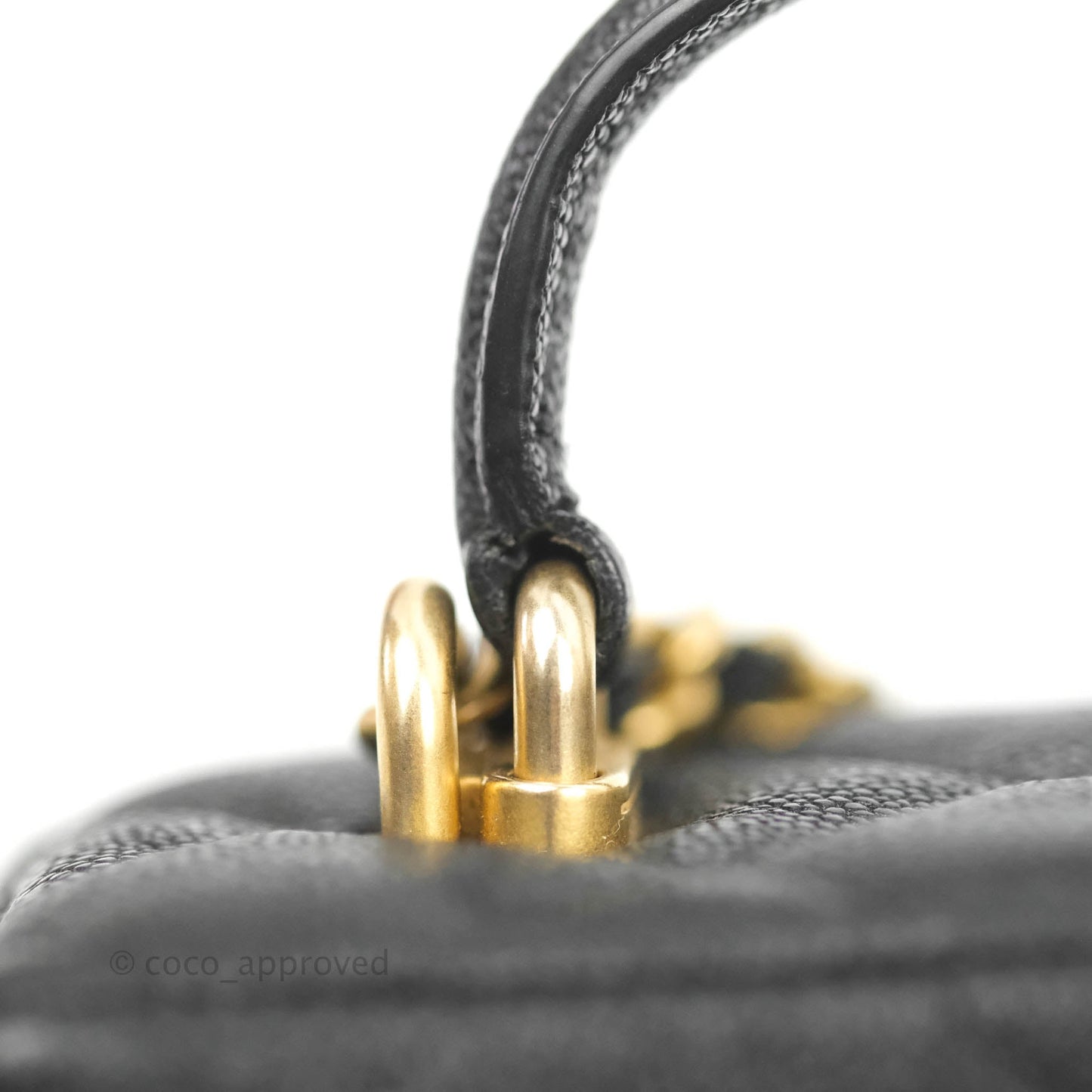 Chanel Quilted Mini Top Handle Vanity With Chain Black Caviar Aged Gold Hardware