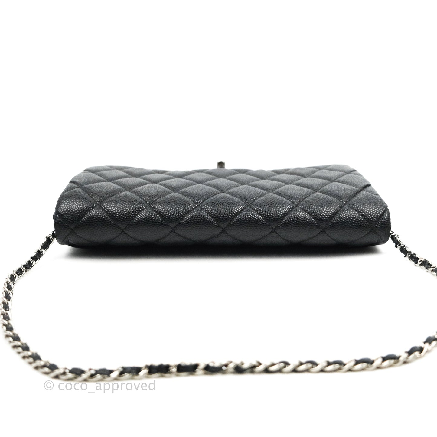 Chanel Quilted Clutch with Chain Black Caviar Silver Hardware