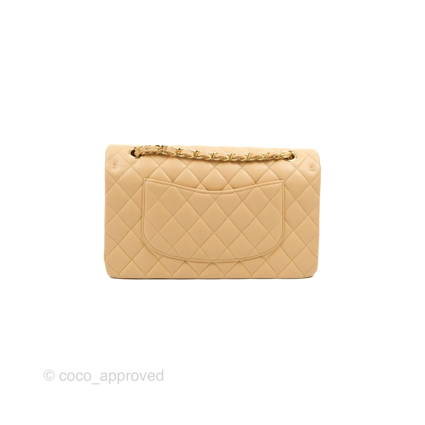 Chanel Classic M/L Medium Flap Quilted Beige Lambskin Gold Hardware