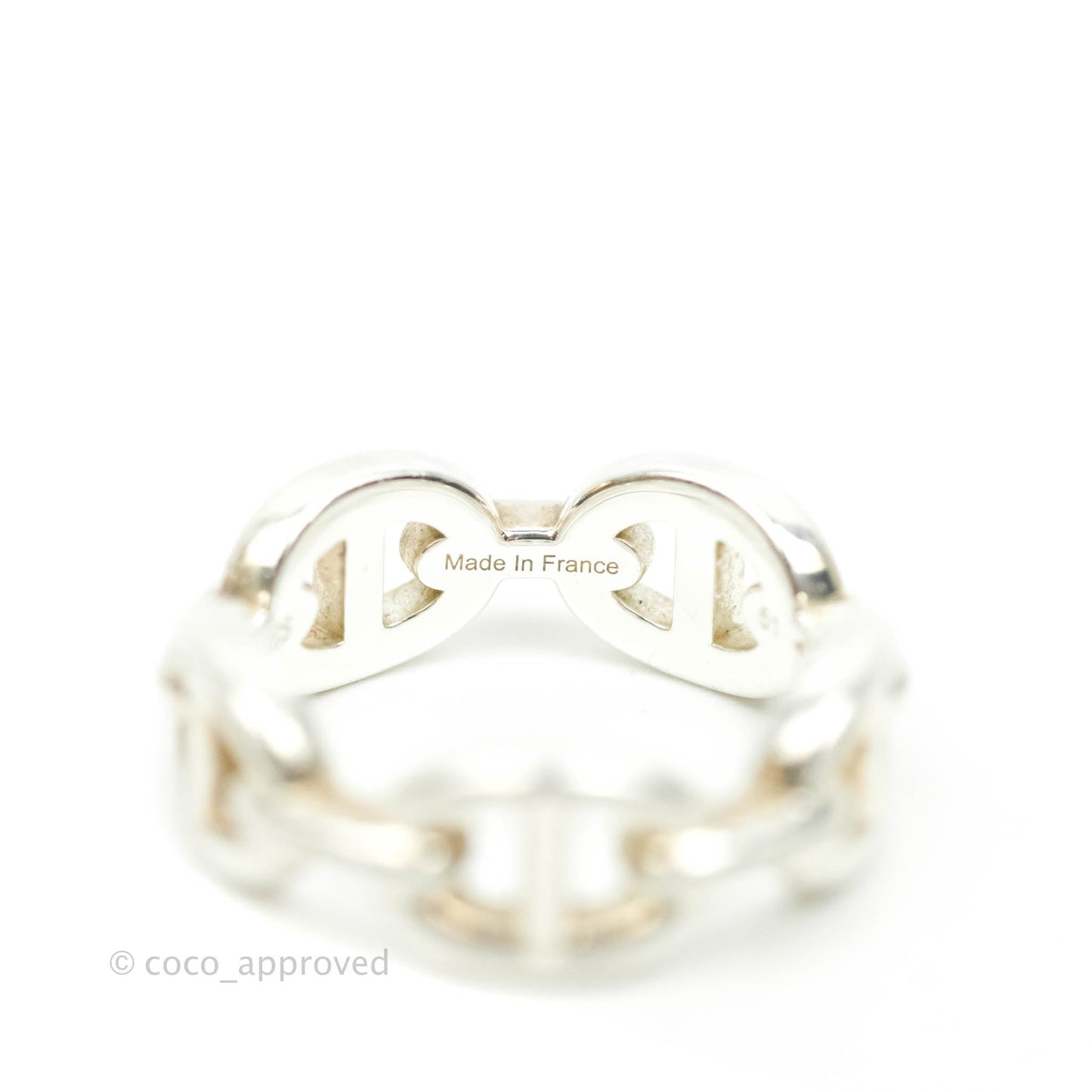Hermès Sterling Silver PM Chaine d'Ancre Enchainee Band Ring 51