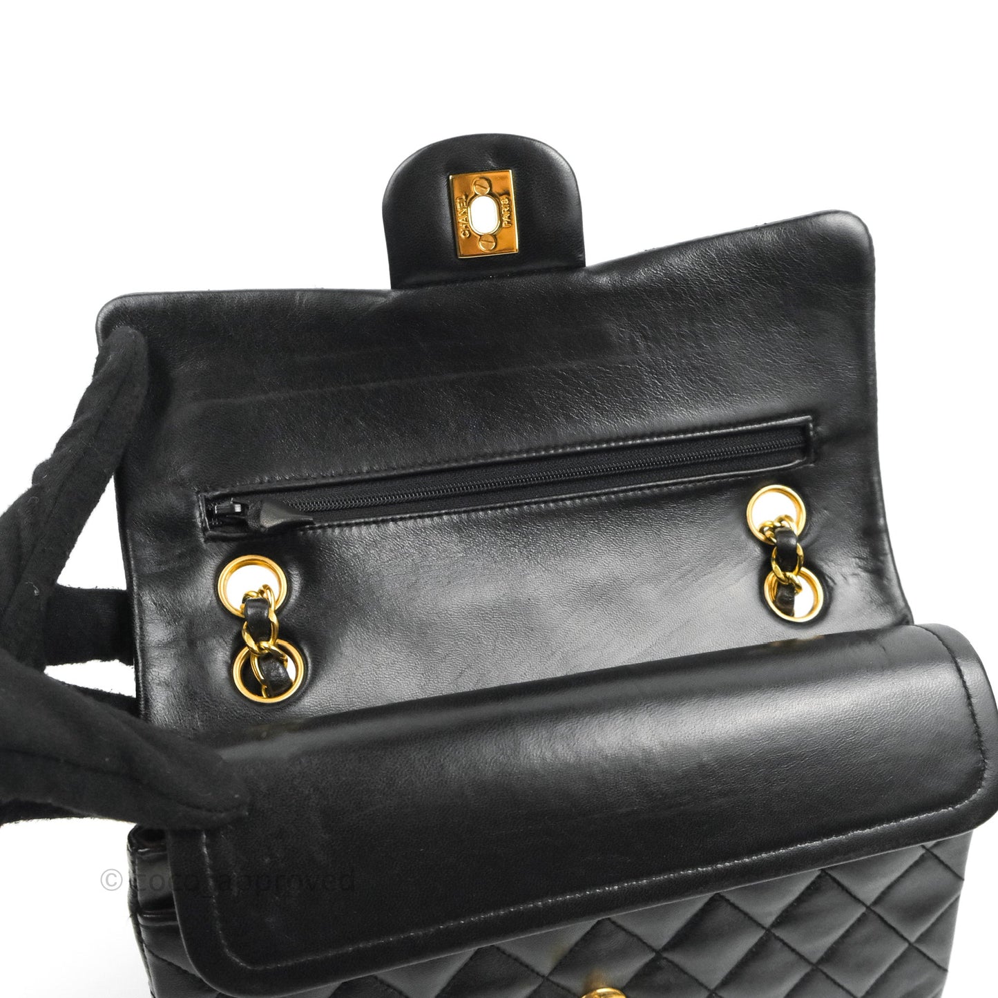 Chanel Vintage Classic Small S/M Flap Black Lambskin 24K Gold Hardware