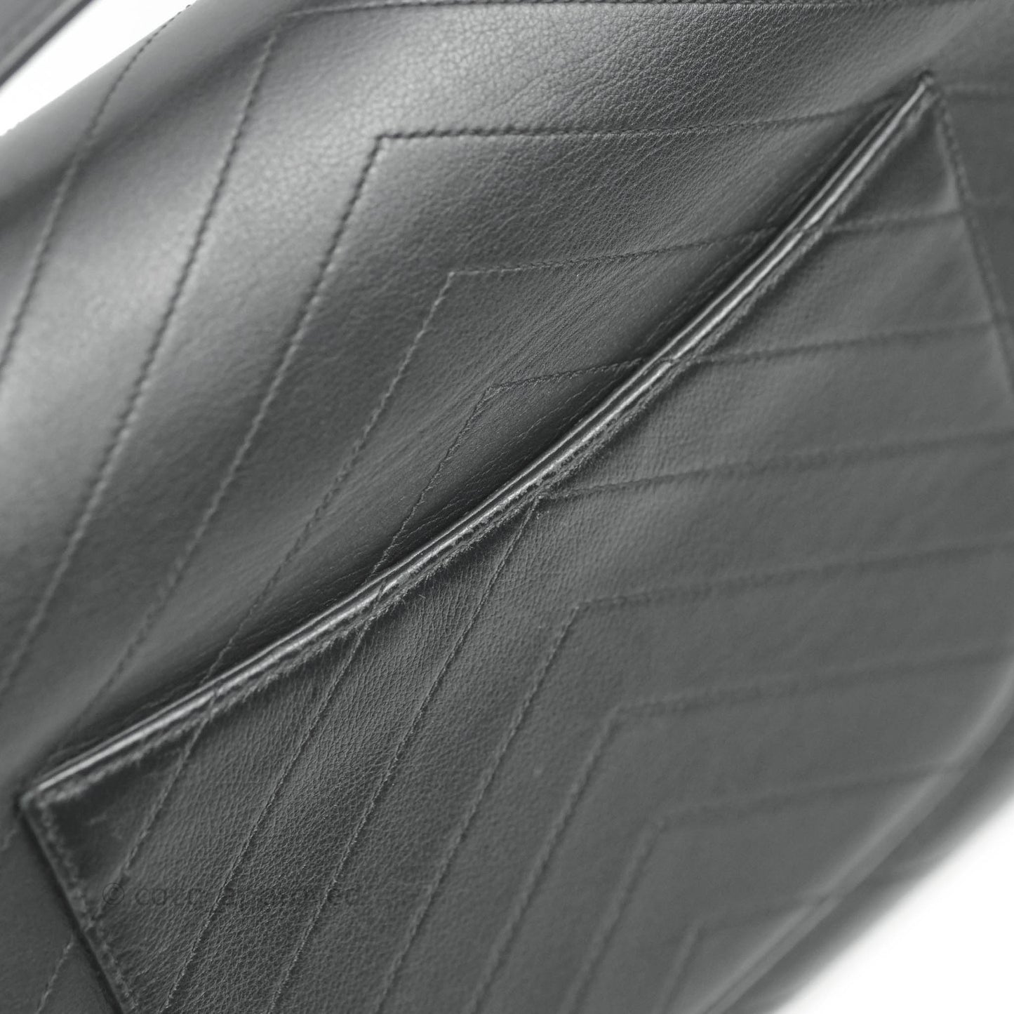 Chanel Chevron Top Handle Black Calfskin Gold Hardware