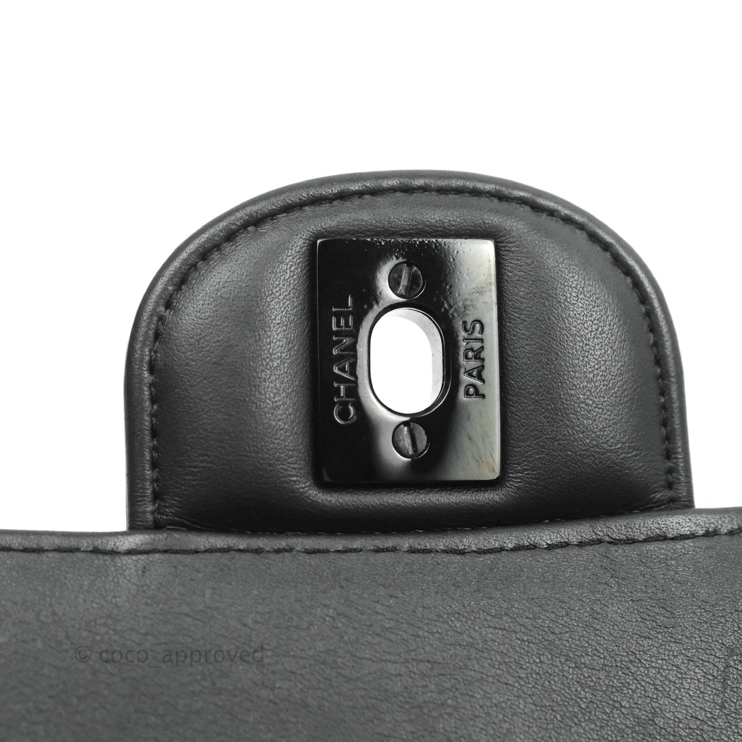 Chanel Chevron Mini Rectangular Flap Black Crumpled Patent So Black Hardware