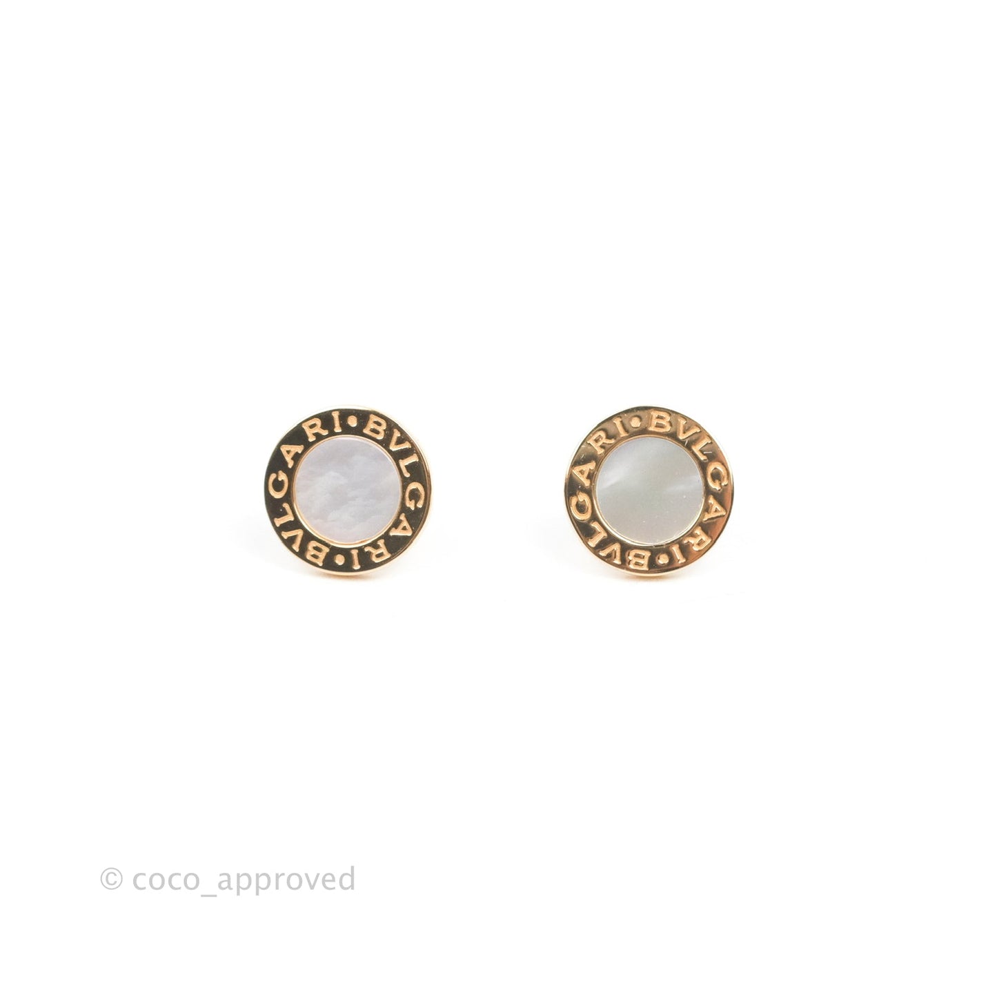 Bvlgaril Bulgari-Bulgari 18K Rose Gold Mother of Pearl Round Earrings