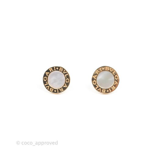 Bvlgaril Bulgari-Bulgari 18K Rose Gold Mother of Pearl Round Earrings