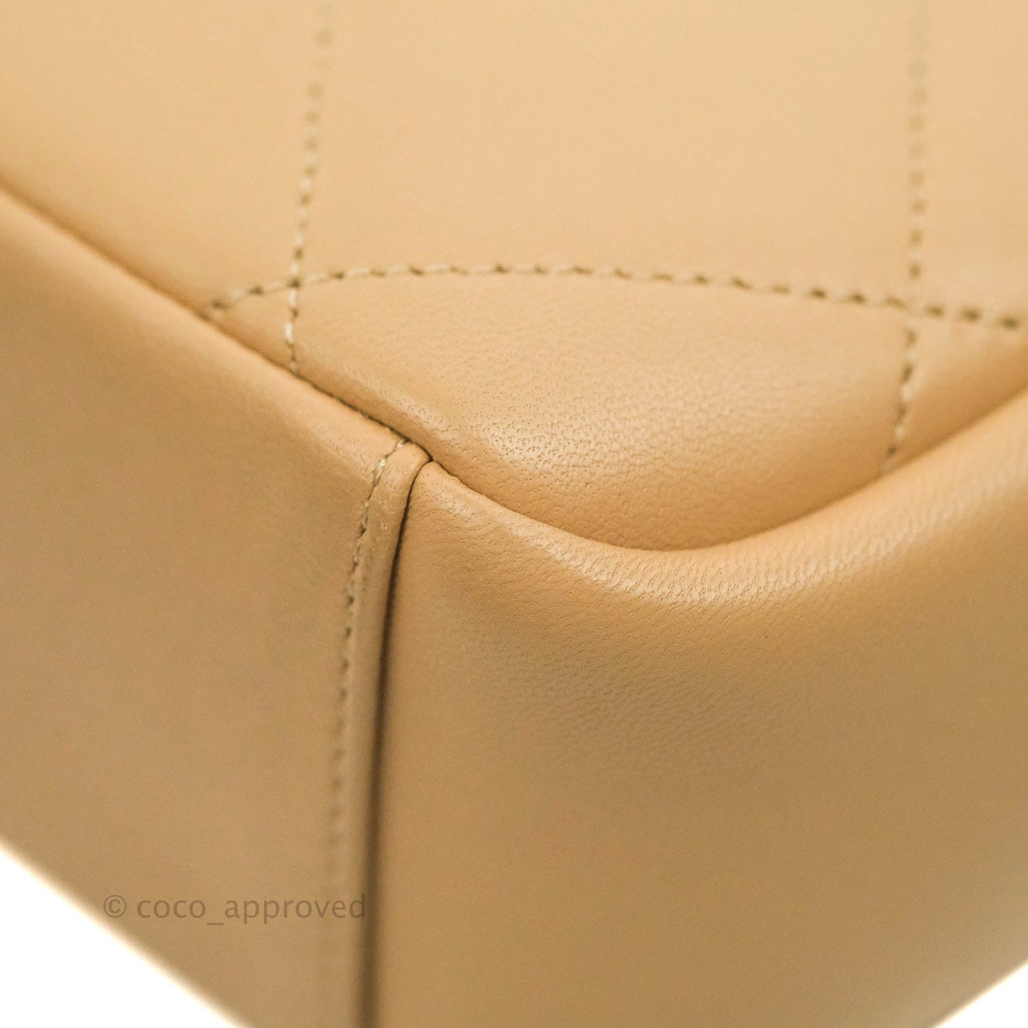 Chanel A Real Catch Quilted Flap Bag Beige Aged Gold Hardware