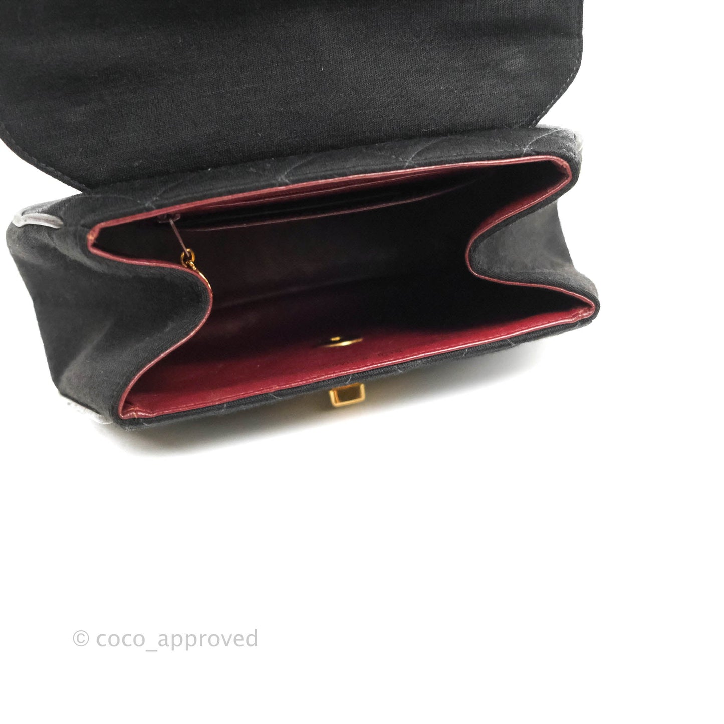 Chanel Vintage Small Quilted Jersey Mademoiselle Top Handle Flap Bag Black