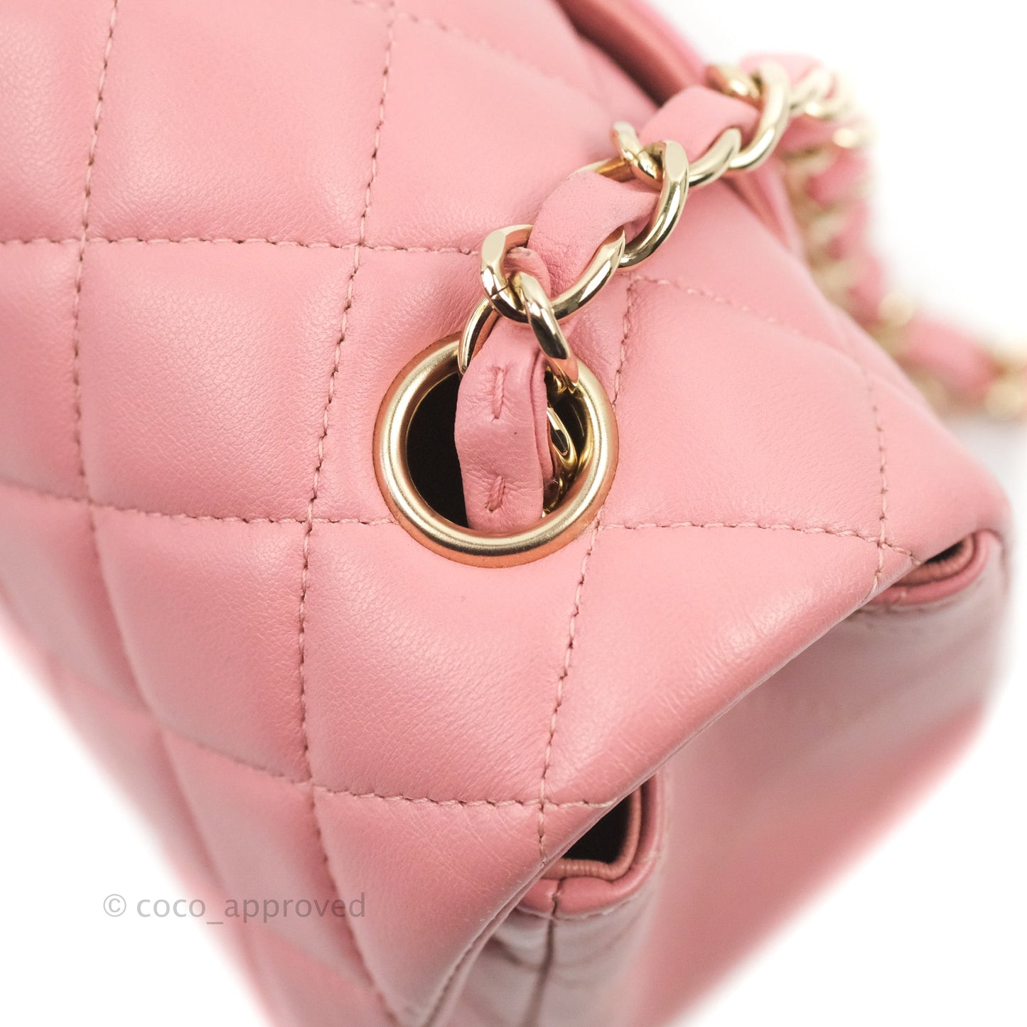 Chanel Quilted Mini Rectangular Flap Pink Lambskin Gold Hardware