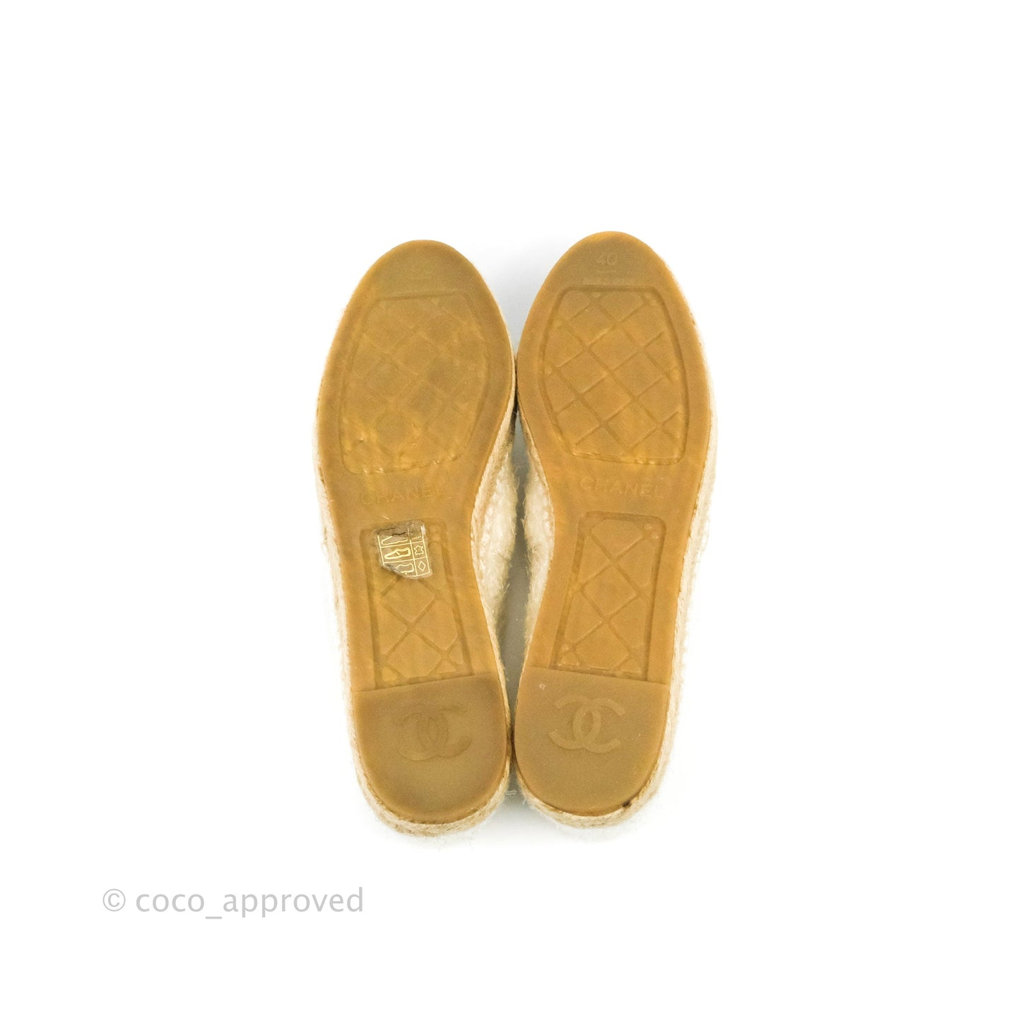 Chanel Espadrilles Tweed Black Beige 40
