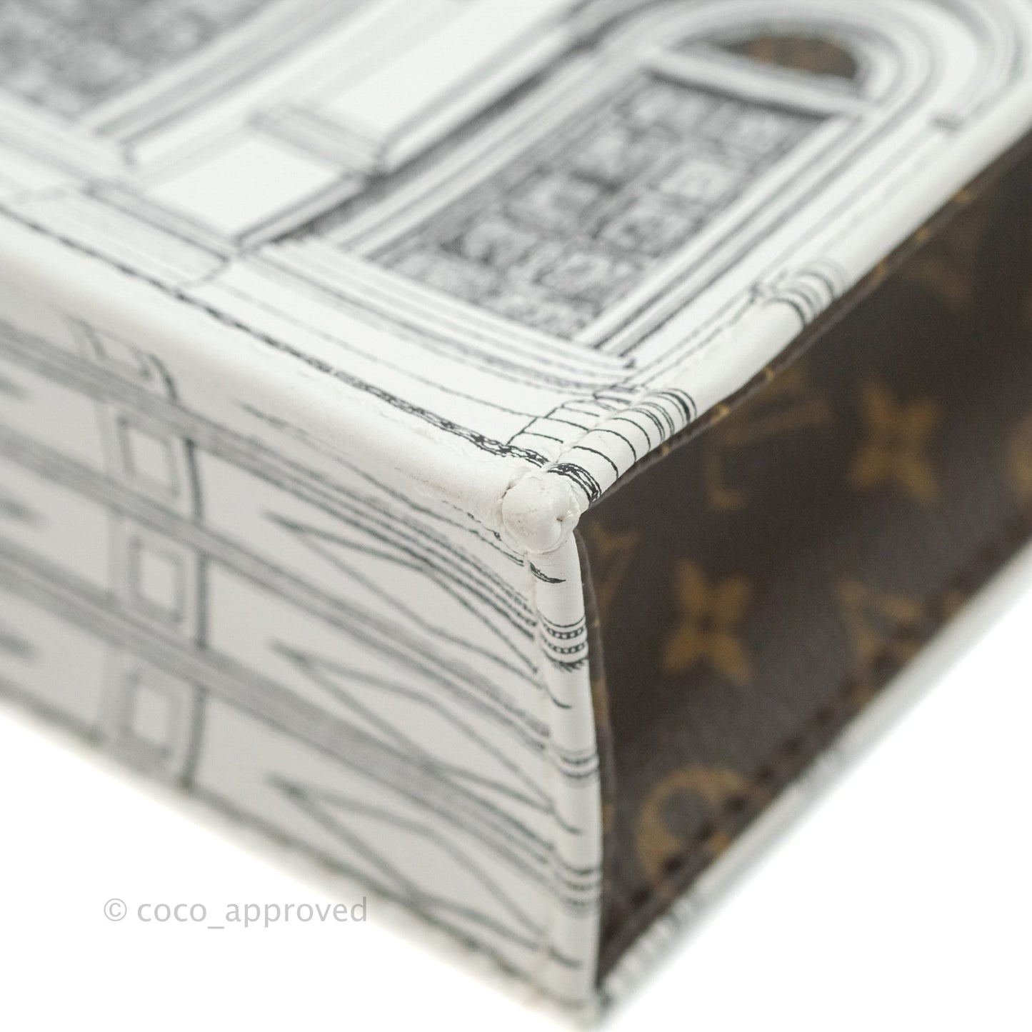 Louis Vuitton X Fornasetti Calfskin Architettura Petit Sac Plat Black White Gold Hardware