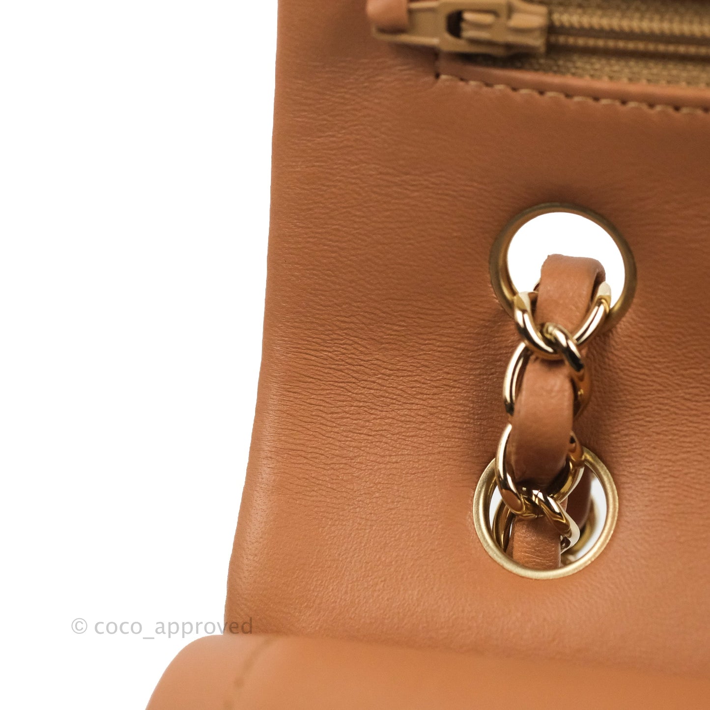 Chanel Small Classic Quilted Flap Dark Beige Caramel Lambskin Gold Hardware 21P