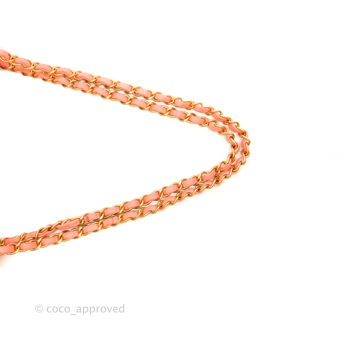 Chanel Classic M/L Medium Chevron Double Flap Coral Pink Lambskin Aged Gold Hardware