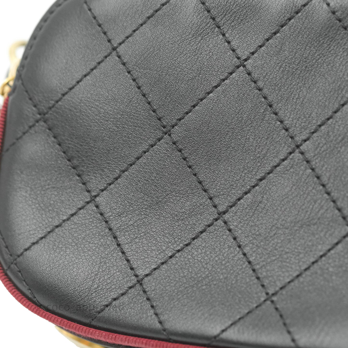 Chanel Small Button Up Camera Case Bag Black Calfskin Grosgrain Aged Gold Hardware