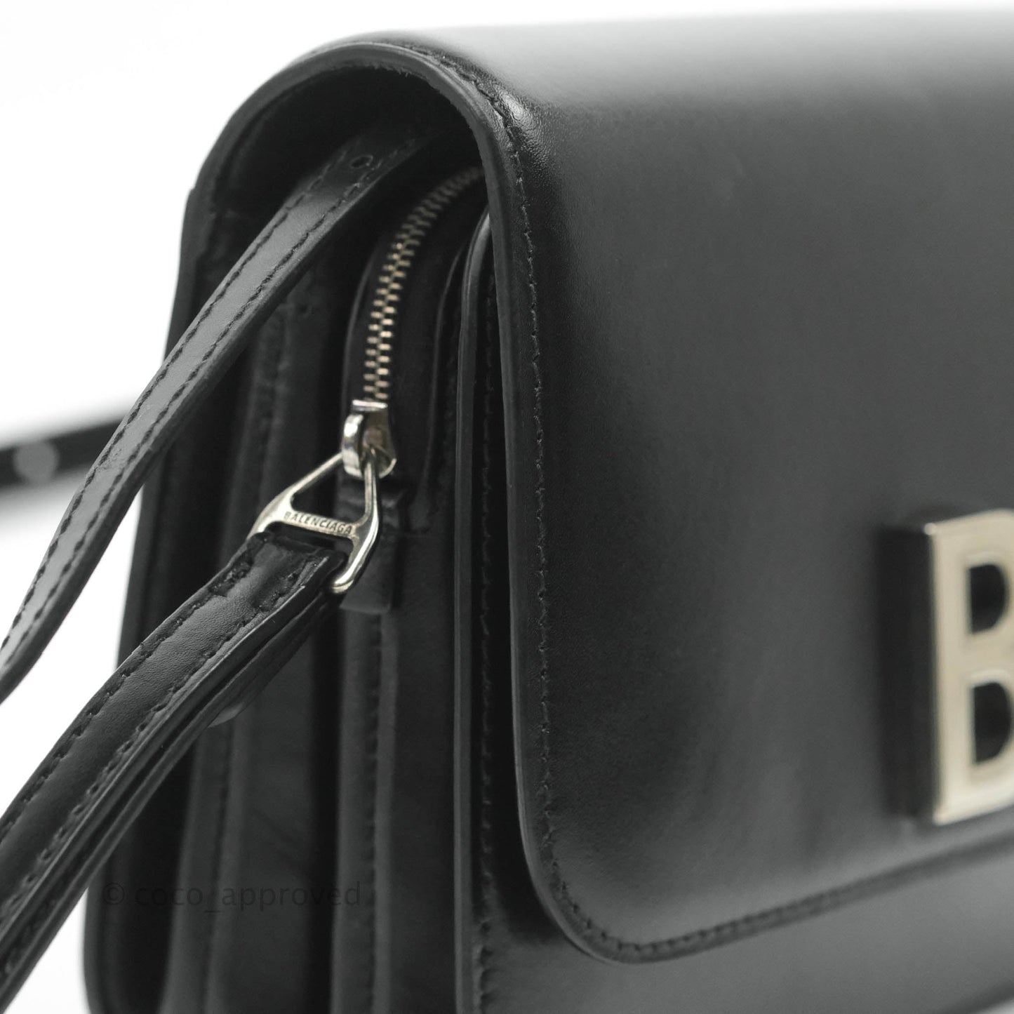 Balenciaga Small B Bag Black Box Calfskin Silver Hardware
