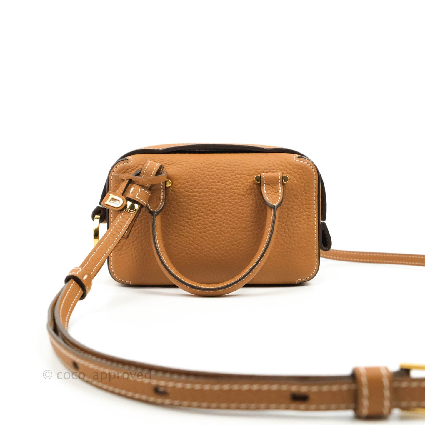 Delvaux Nano Cool Box in Taurillon Soft Grained Calfskin Vegetal Ivory Gold Hardware