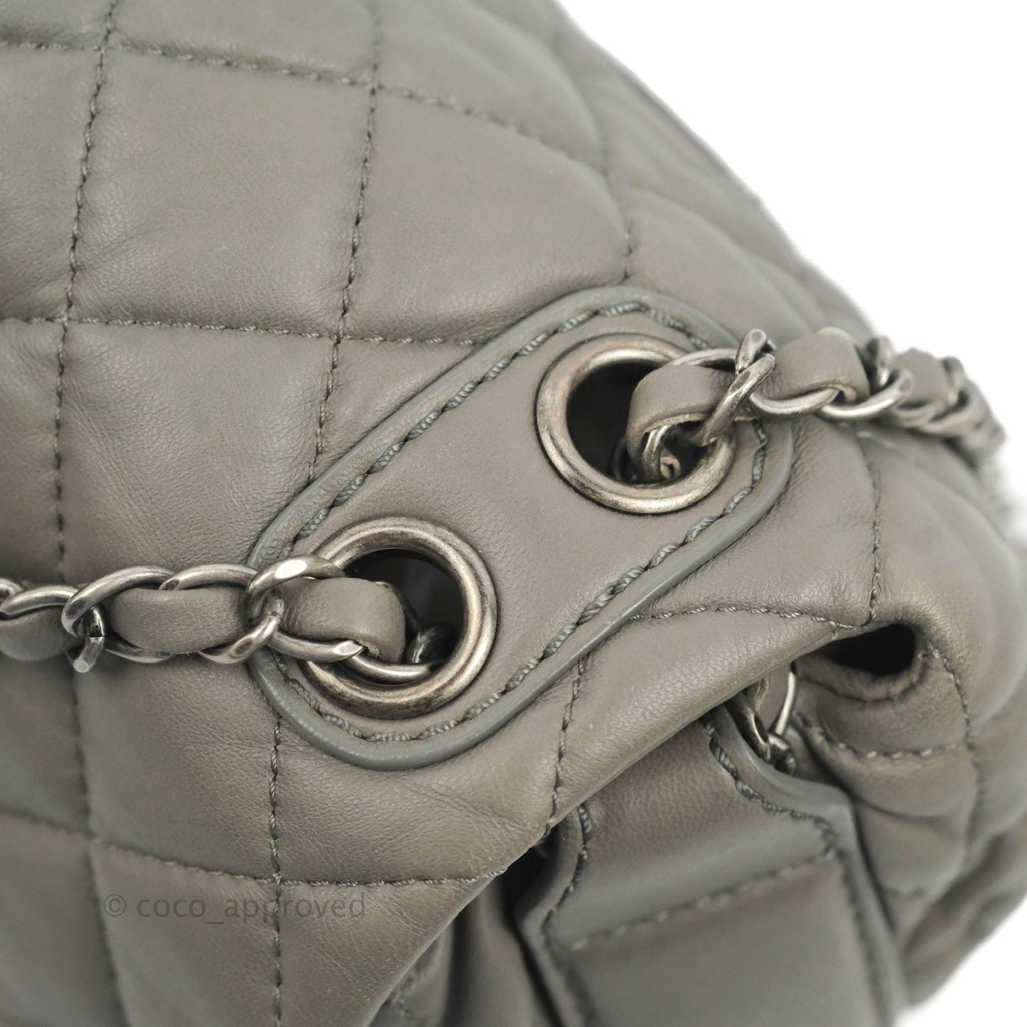 Chanel Medium Quilted Soft Accordion Flap Bag Grey Lambskin