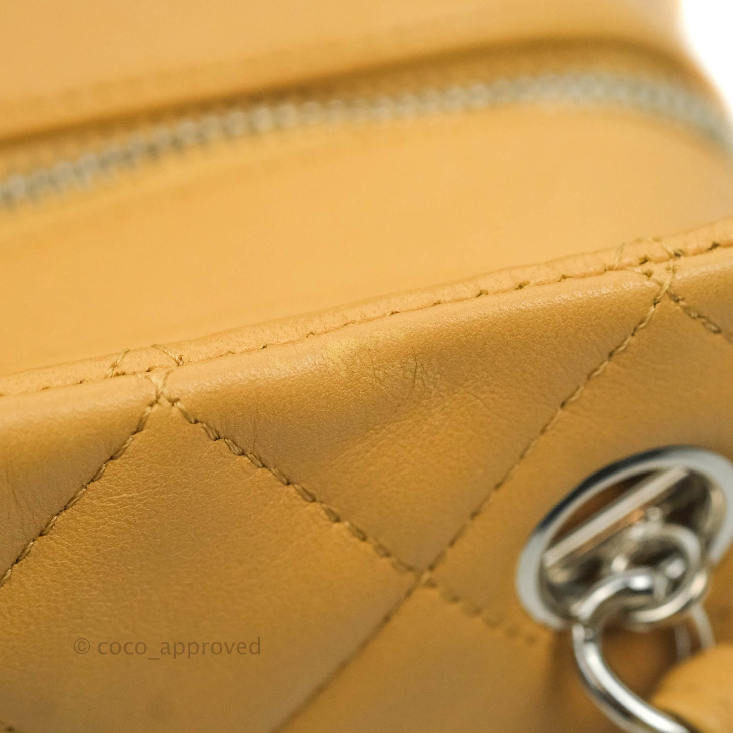 Chanel Quilted Bowling Bag Beige Lambskin Silver Hardware