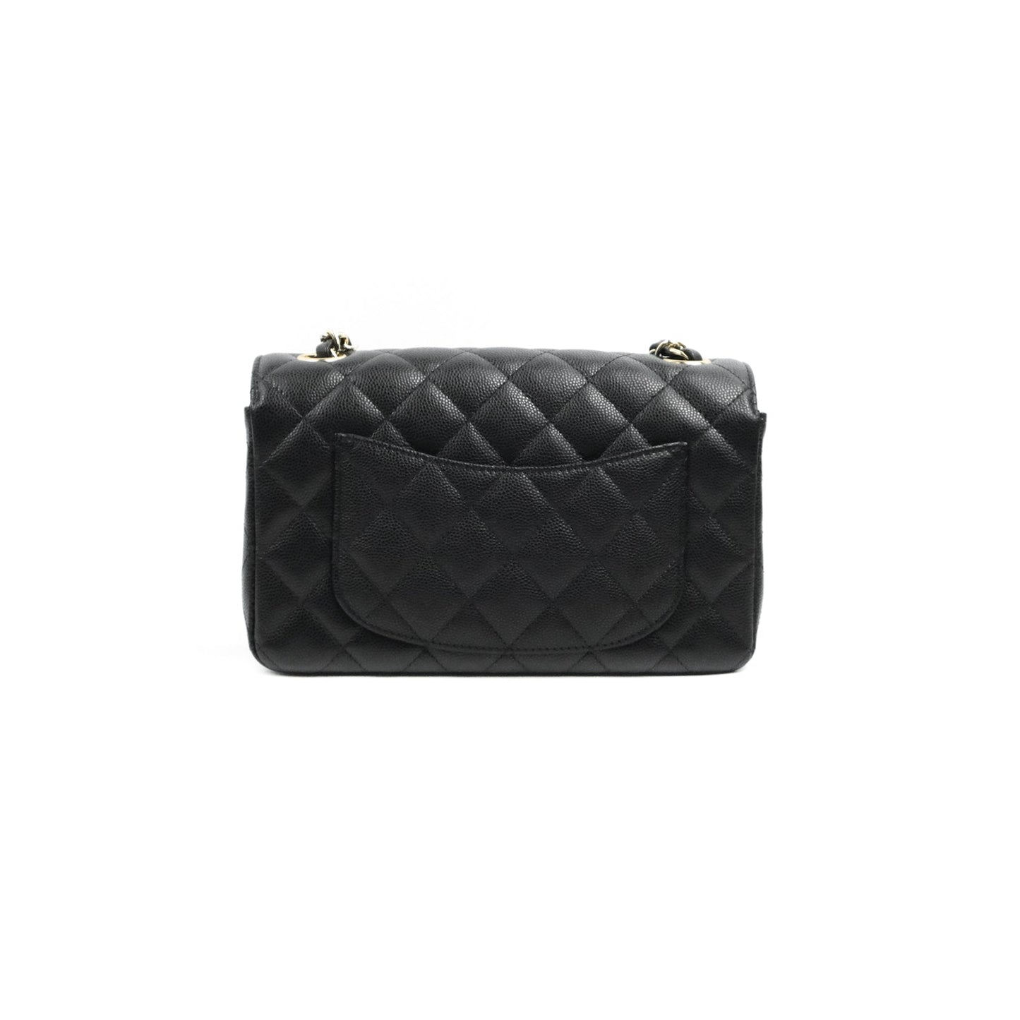 Chanel Quilted Mini Rectangular Flap Black Caviar Light Gold Hardware 17C
