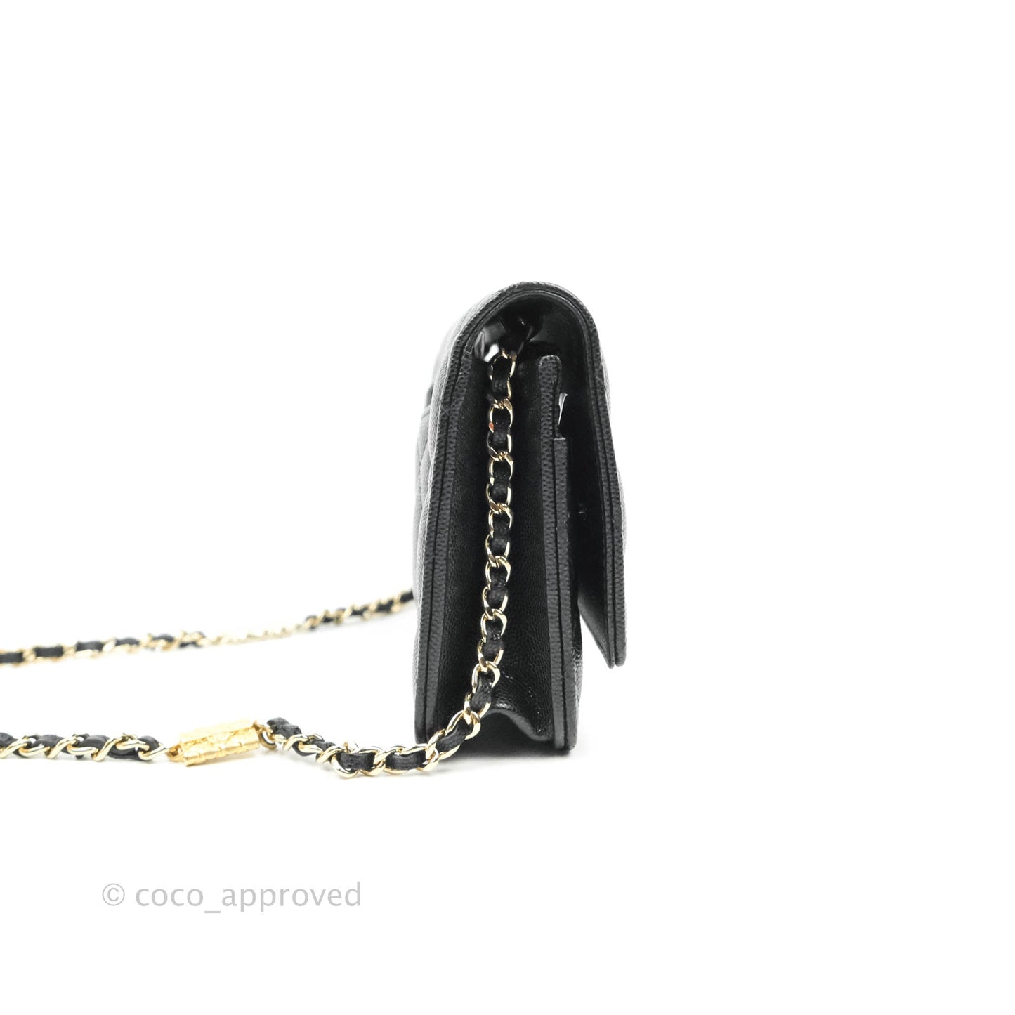 Chanel Quilted WOC Black Caviar Gold Hardware With Charms