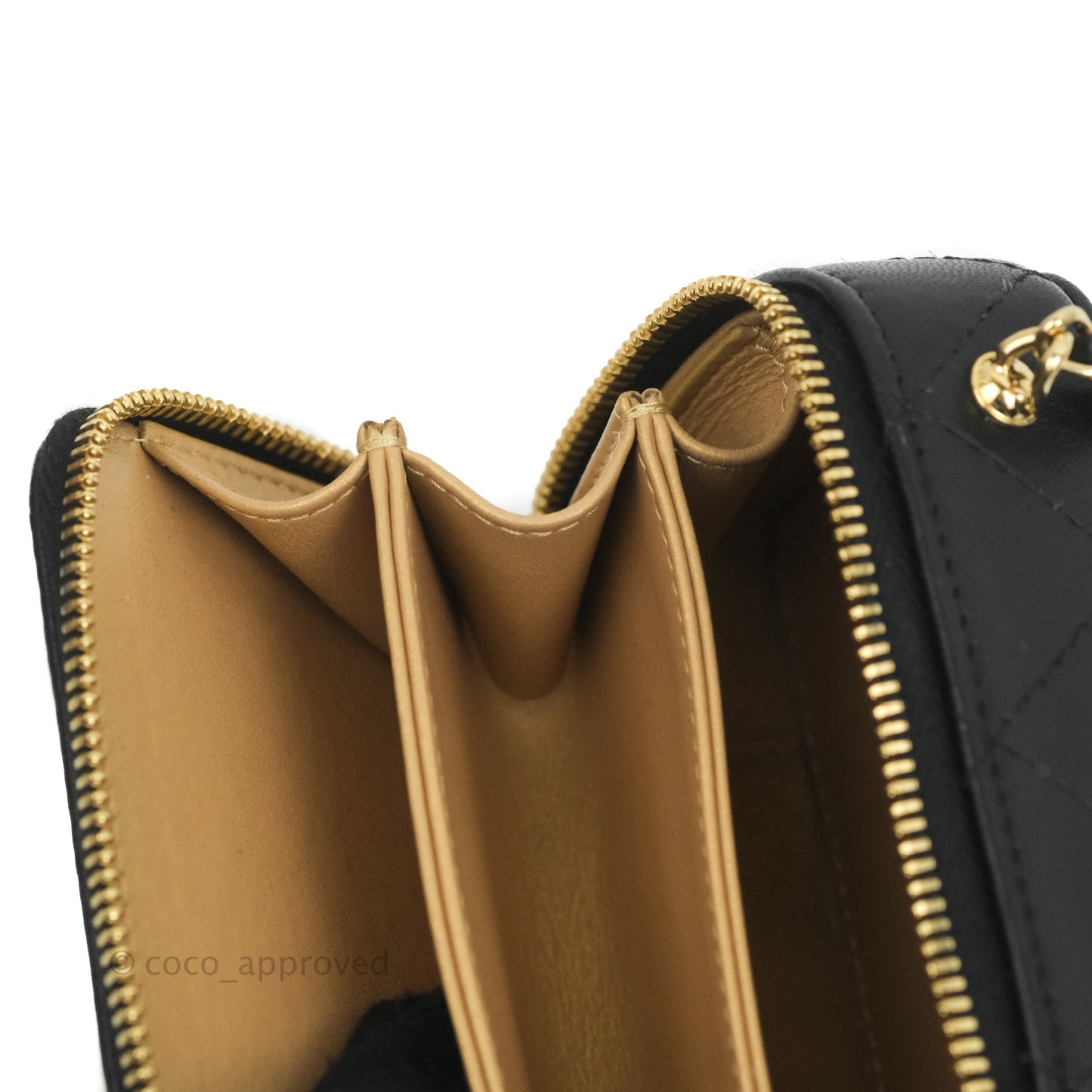 Chanel Quilted Mini Golden Plate Vanity Case With Chain Black Lambskin Gold Hardware
