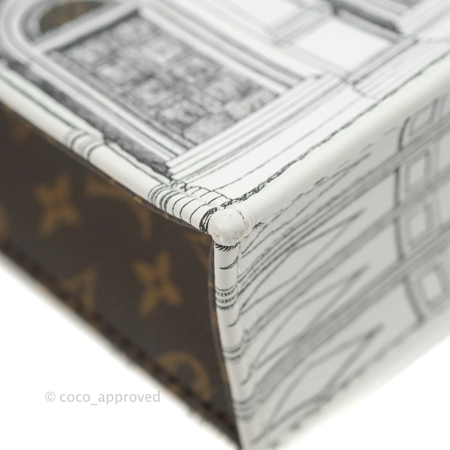 Louis Vuitton X Fornasetti Calfskin Architettura Petit Sac Plat Black White Gold Hardware