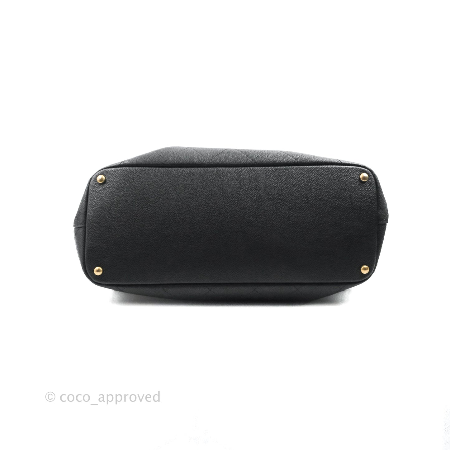 Chanel Quilted Shopping Tote Black Caviar Aged Gold Hardware 18C