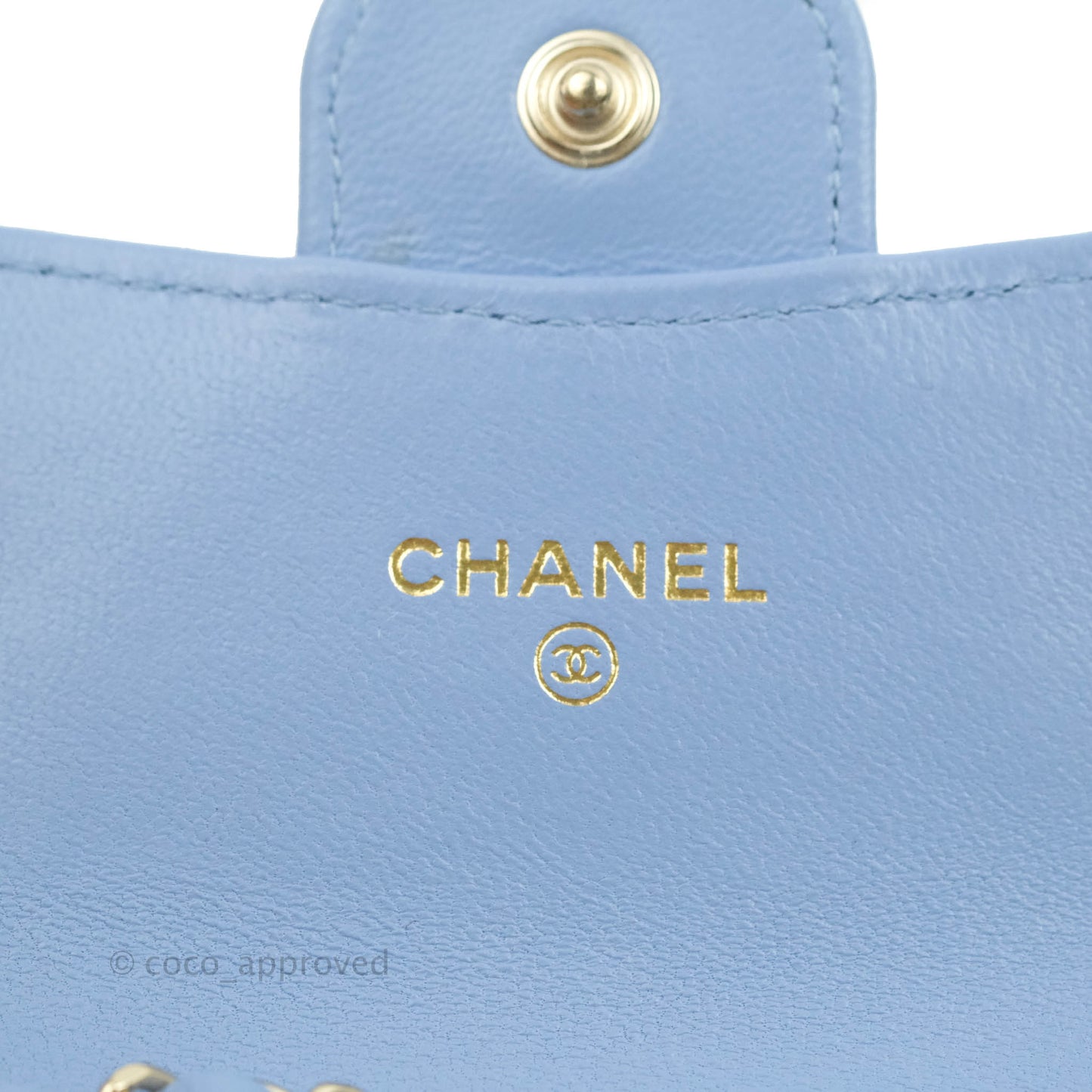 Chanel Mini Card Holder Chain Belt Bag Blue Lambskin Gold Hardware