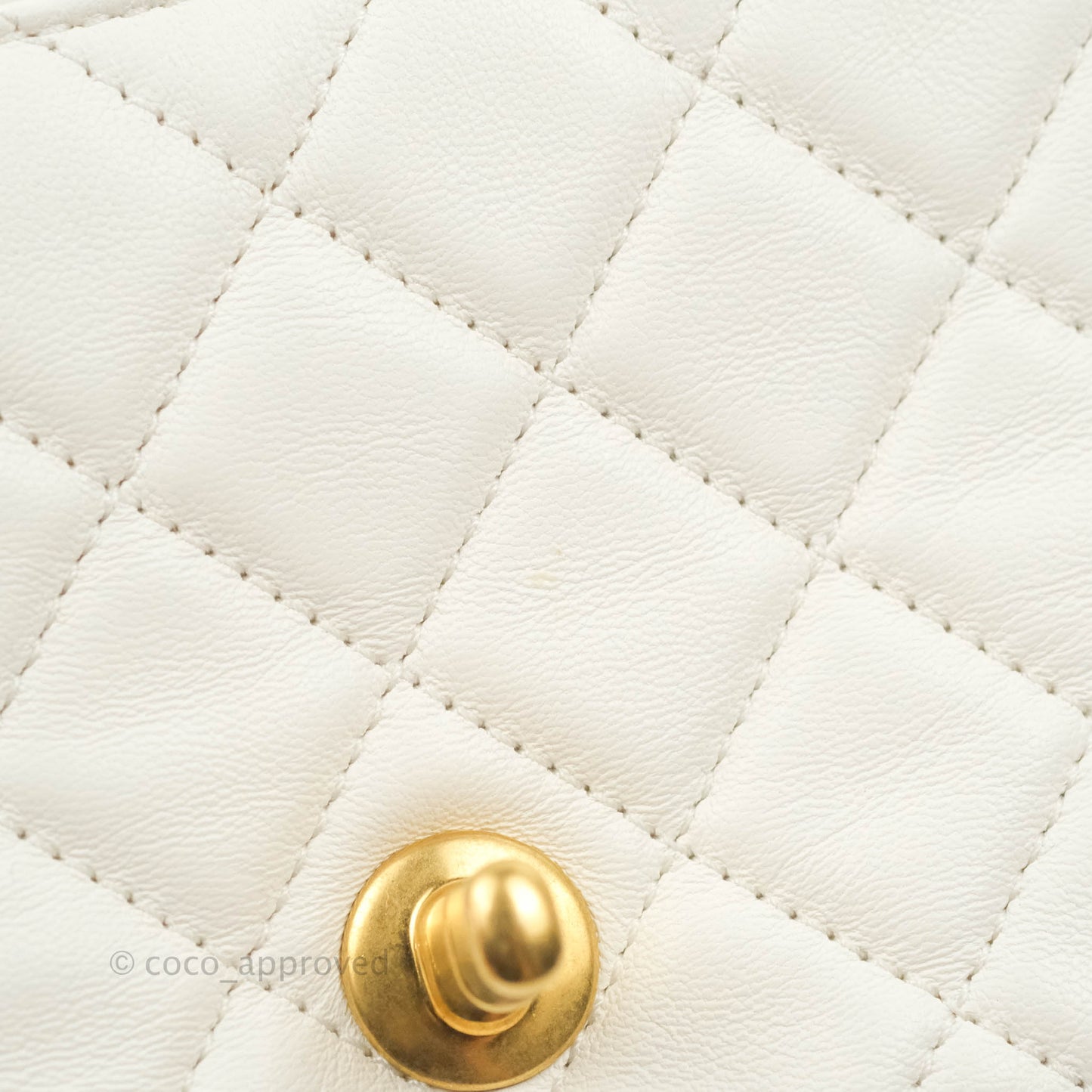 Chanel Mini Rectangular Pearl Crush Quilted White Lambskin Aged Gold Hardware