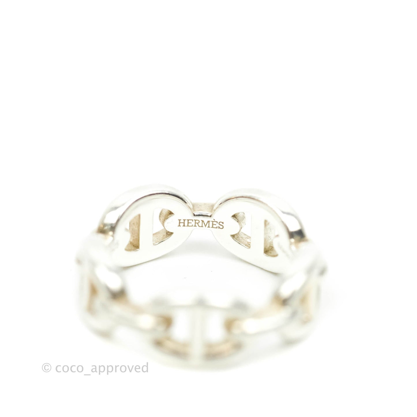 Hermès Sterling Silver PM Chaine d'Ancre Enchainee Band Ring 51