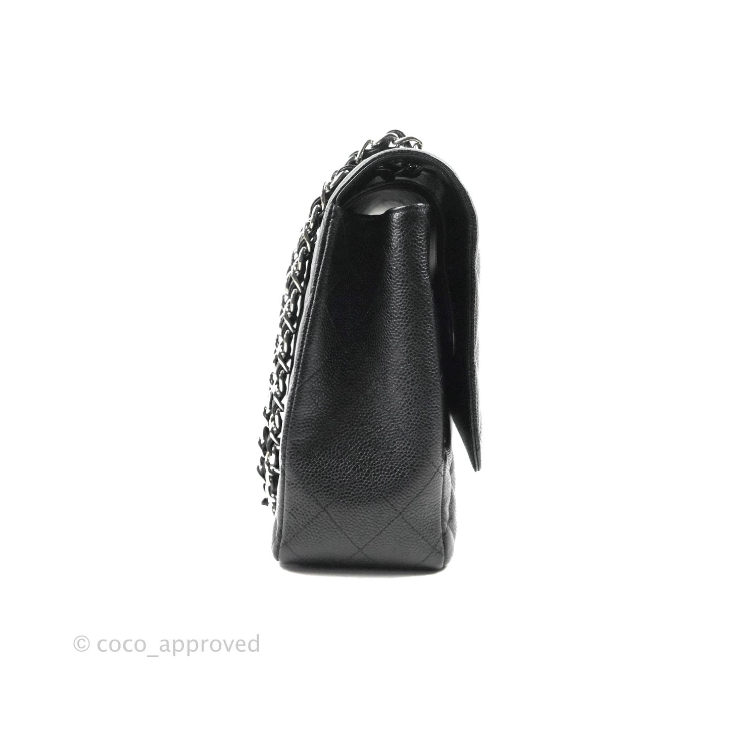 Chanel Quilted Maxi Double Flap Black Caviar Silver Hardware