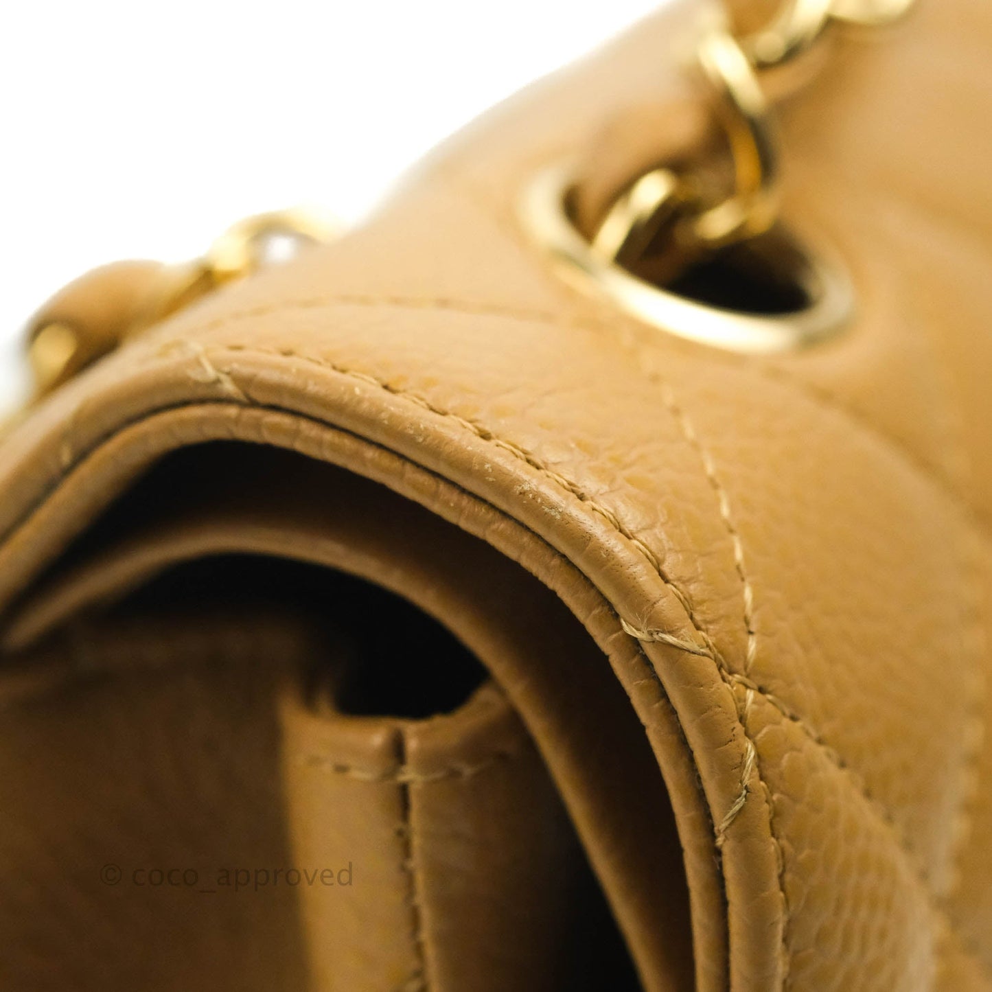 Chanel S/M Small Classic Quilted Flap Dark Beige Caviar 24K Gold Hardware