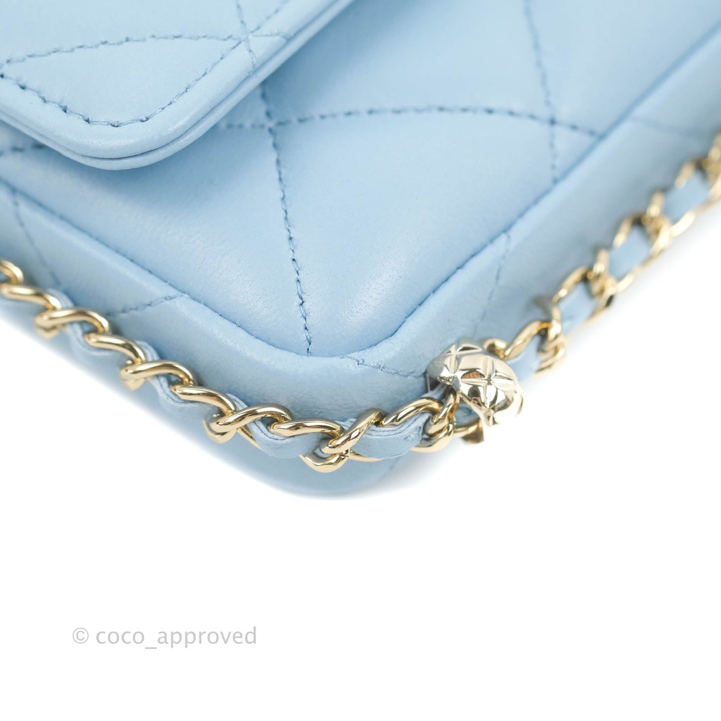 Chanel Mini Clutch With Chain Blue Lambskin Gold Hardware