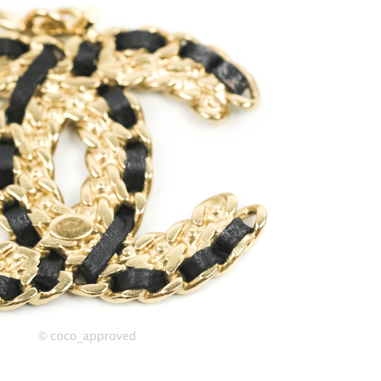Chanel Crystal CC Braided Black Leather Drop Earrings Gold Hardware 20C