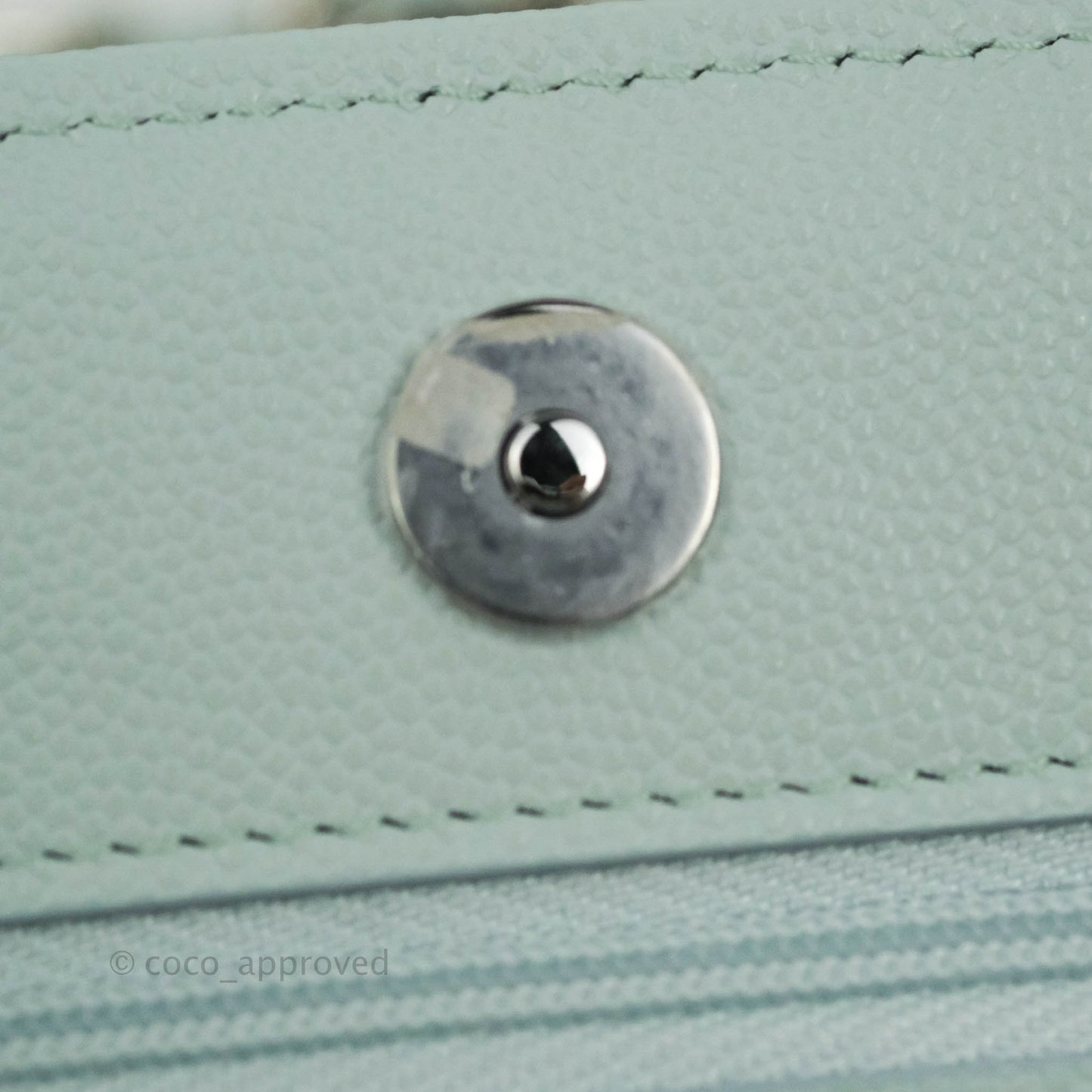 Chanel Quilted Classic Wallet on Chain WOC Light Blue Caviar Silver Hardware