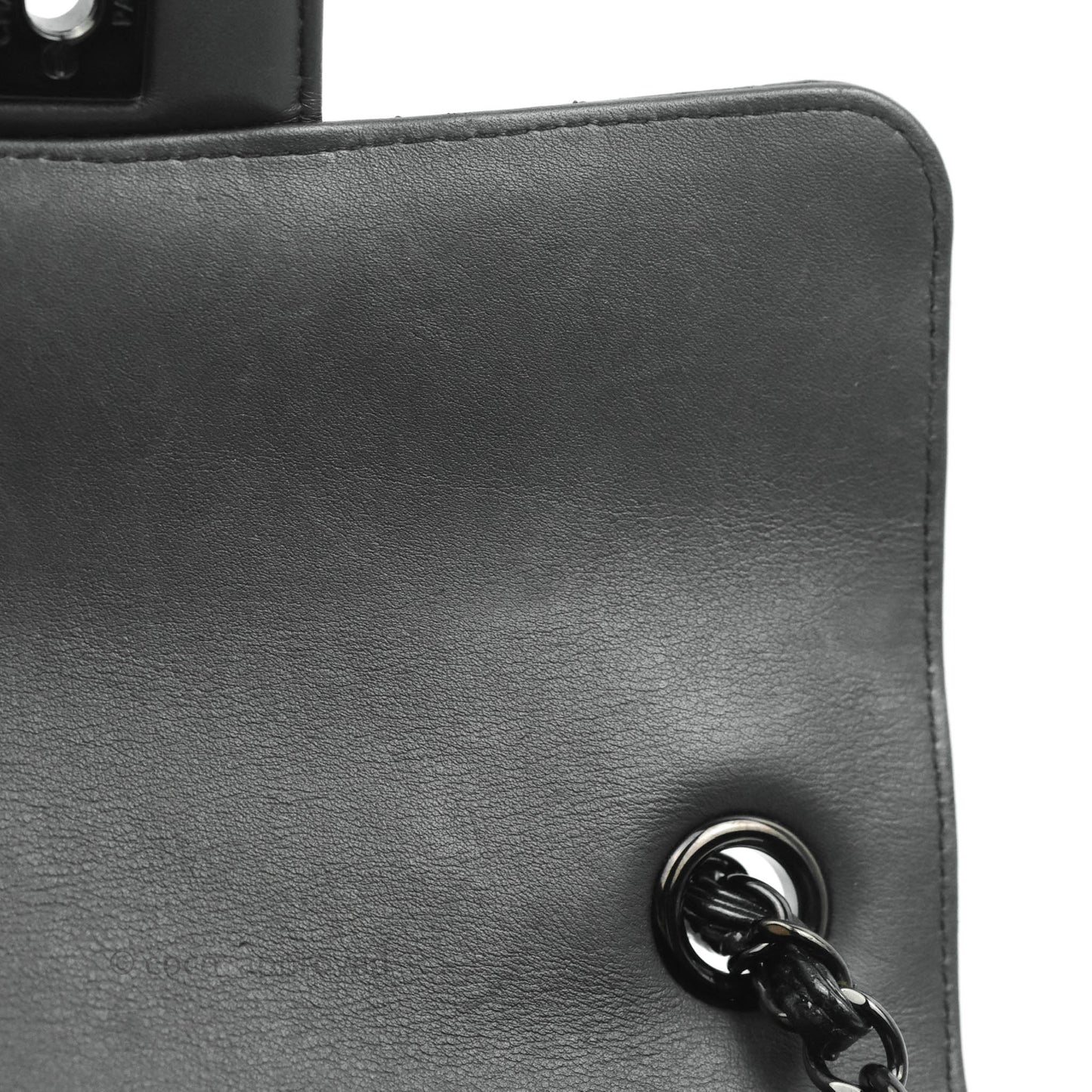 Chanel Chevron Mini Rectangular Flap Black Crumpled Patent So Black Hardware