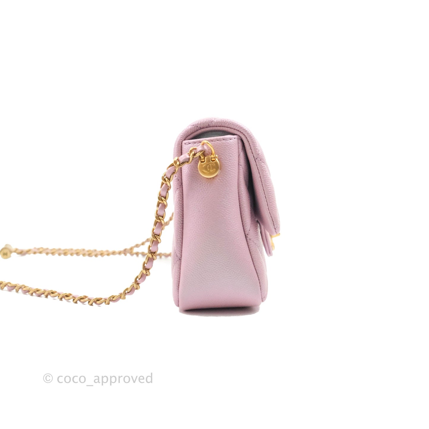 Chanel Quilted My Perfect Mini Iridescent Pink Caviar Aged Gold Hardware 21K