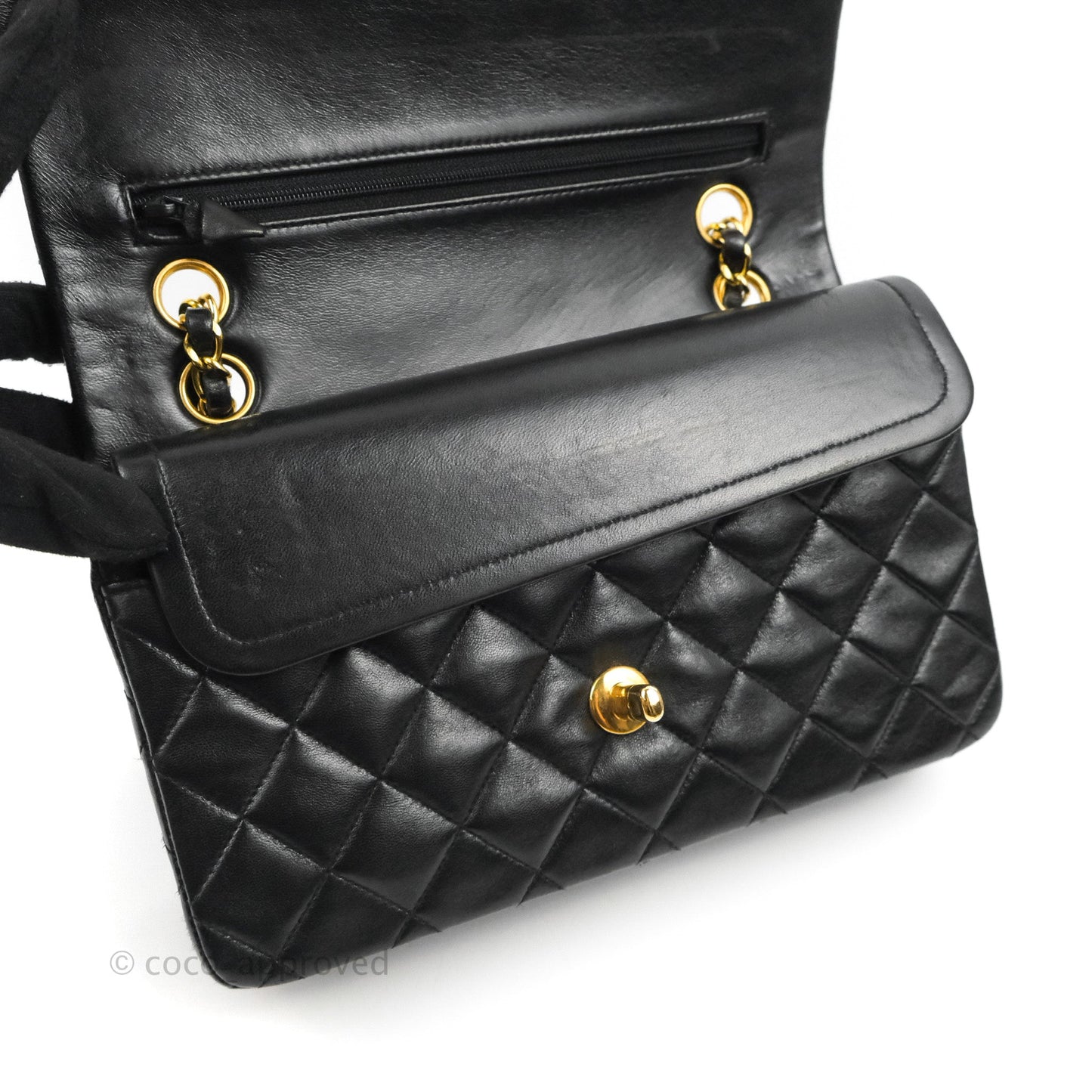 Chanel Vintage Classic Small S/M Flap Black Lambskin 24K Gold Hardware