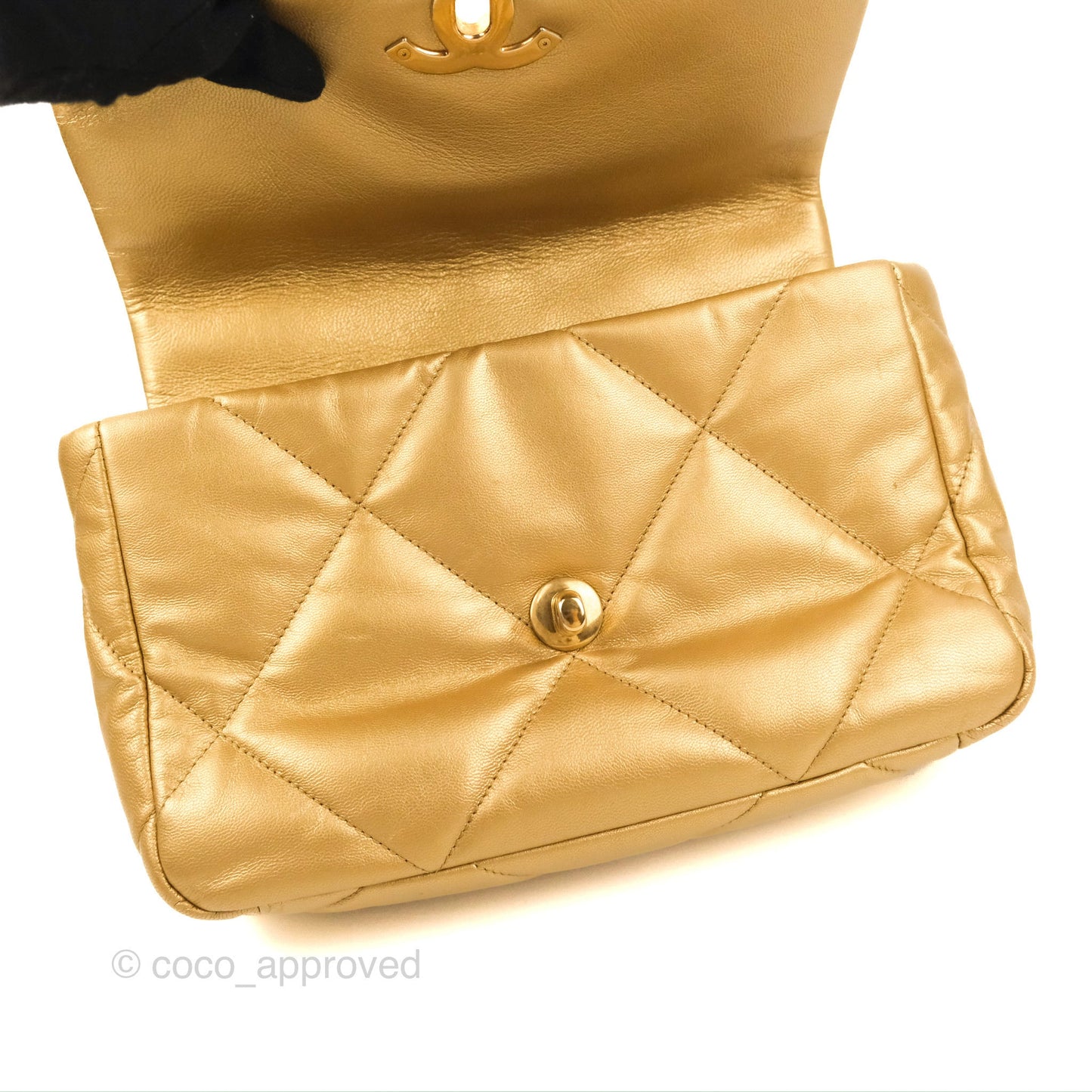 Chanel 19 Small Metallic Gold Lambskin Mixed Hardware