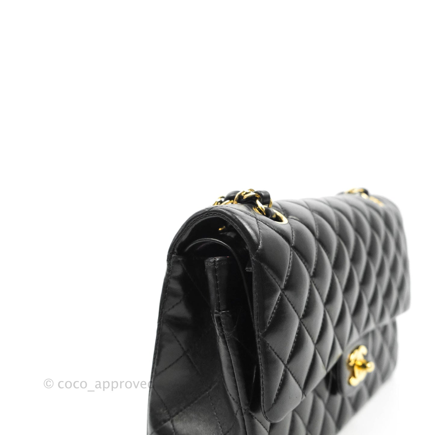 Chanel Classic M/L Flap Bag Black Lambskin Gold Hardware