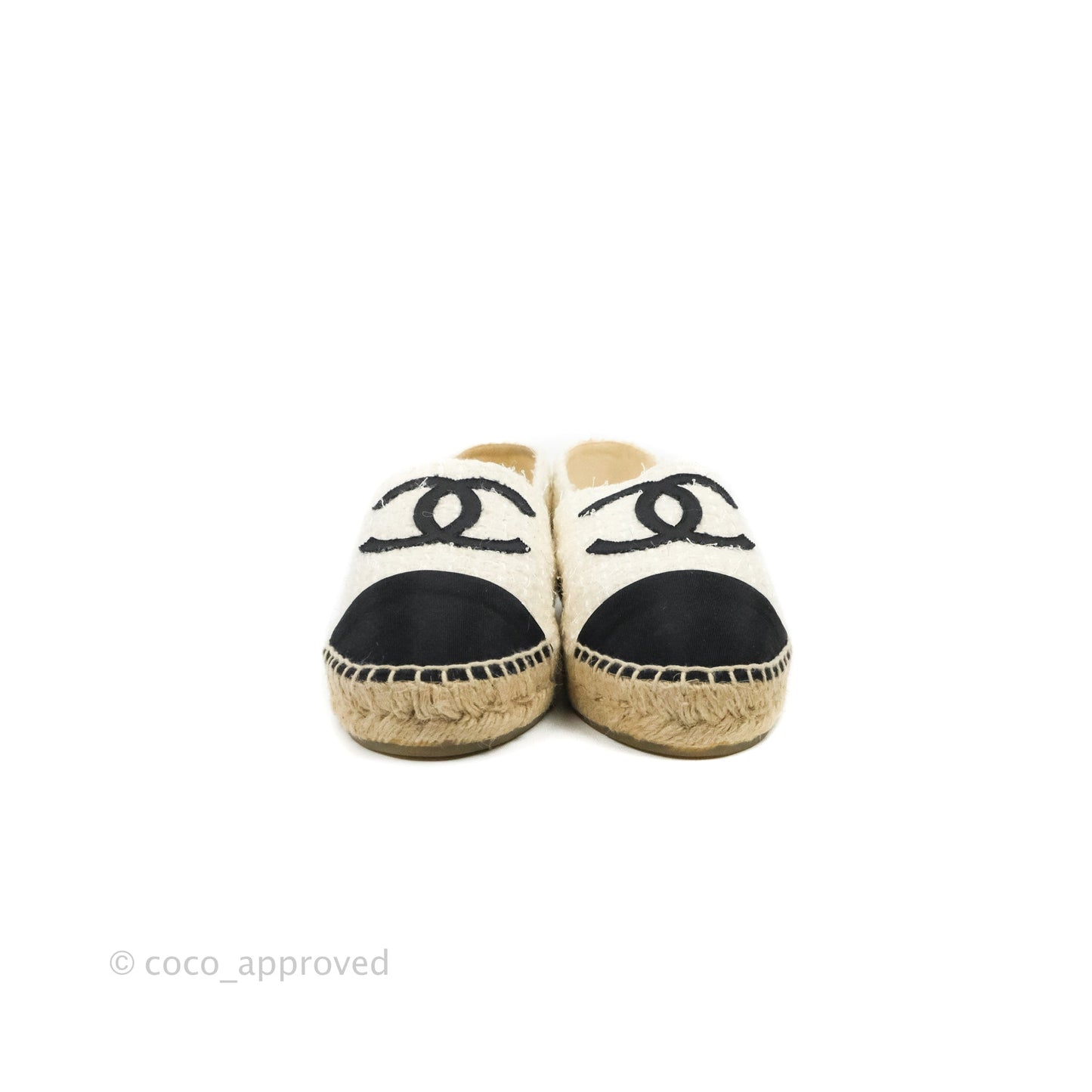 Chanel Espadrilles Tweed Black Beige 40