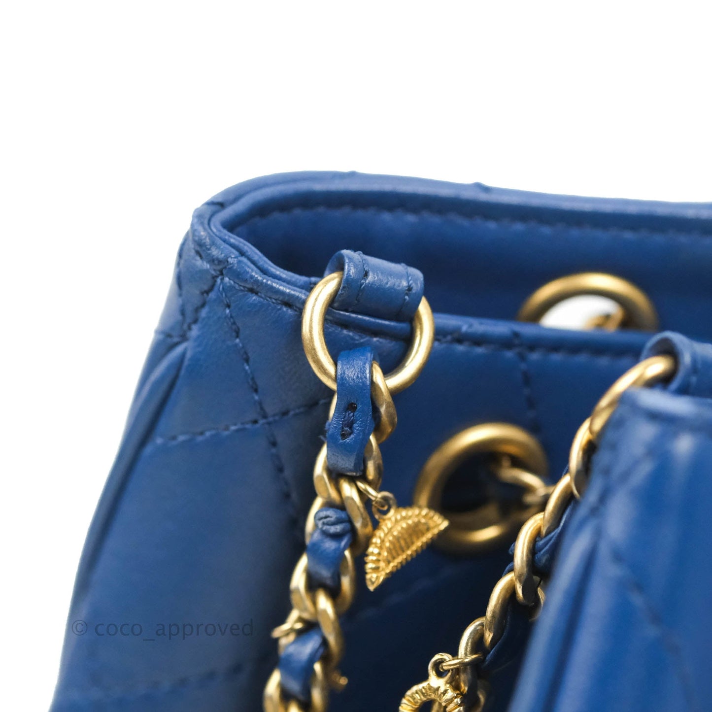 Chanel Egyptian Amulet Drawstring Bucket Bag Navy Aged Gold Hardware