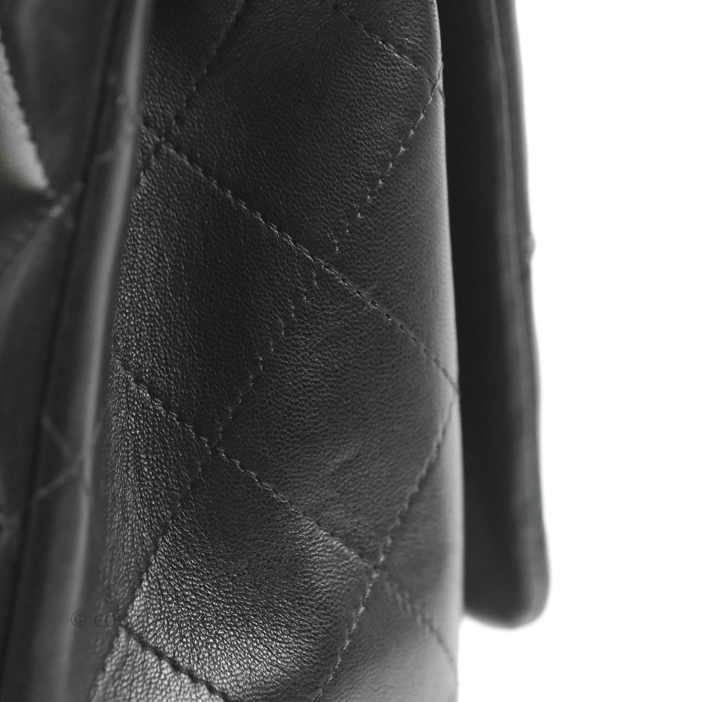 Chanel Quilted Maxi Single Flap Black Lambskin Silver Hardware