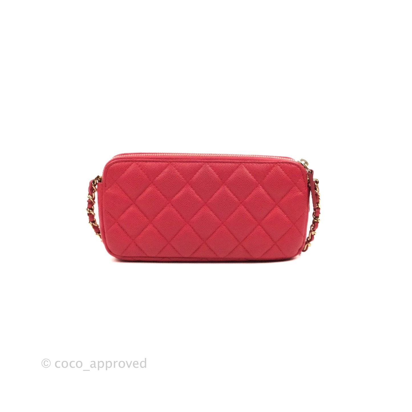 Chanel Quilted Clutch With Chain Pink Caviar Gold Hardware