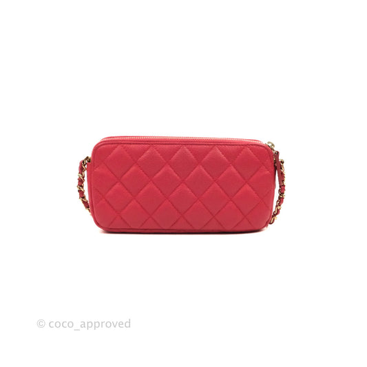 Chanel Quilted Clutch With Chain Pink Caviar Gold Hardware