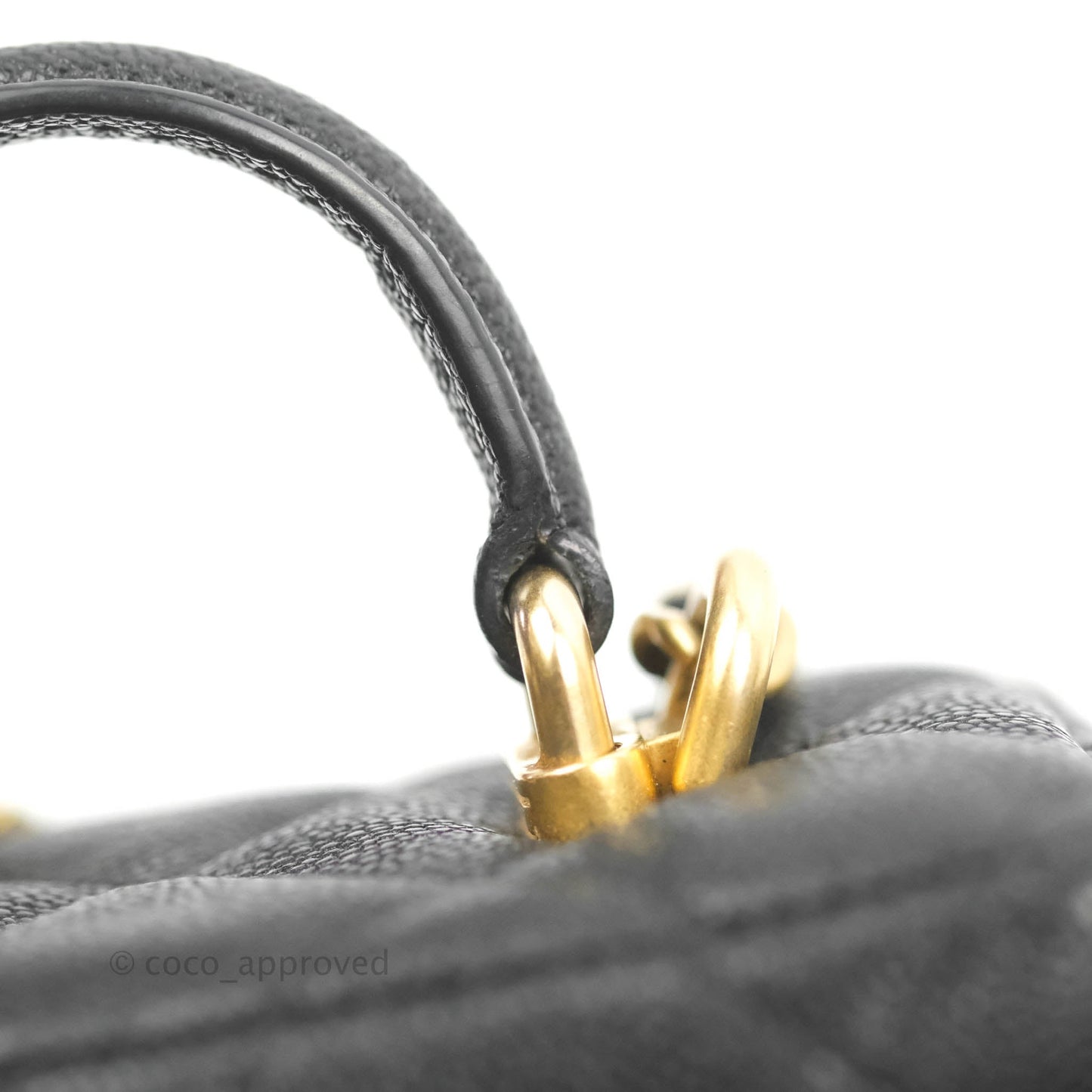 Chanel Quilted Mini Top Handle Vanity With Chain Black Caviar Aged Gold Hardware