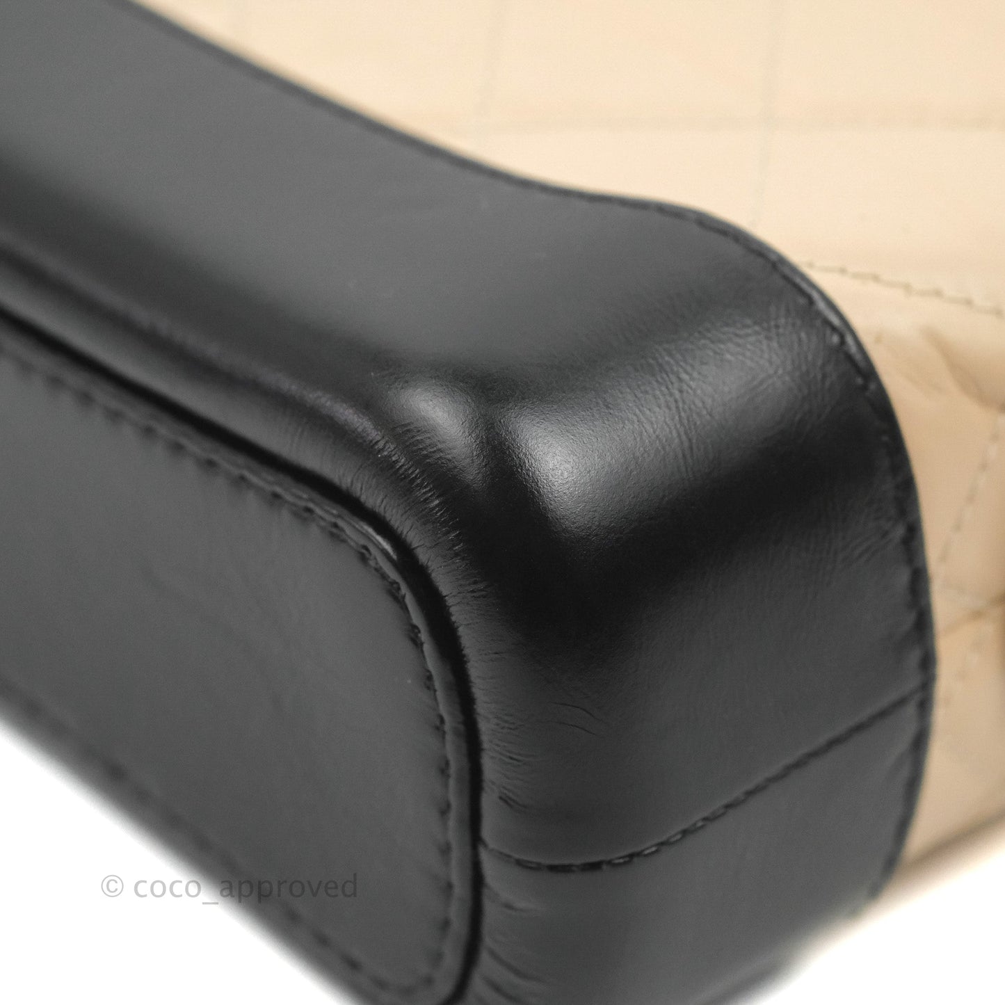 Chanel Quilted Small Gabrielle Hobo Black Beige Aged Calfskin
