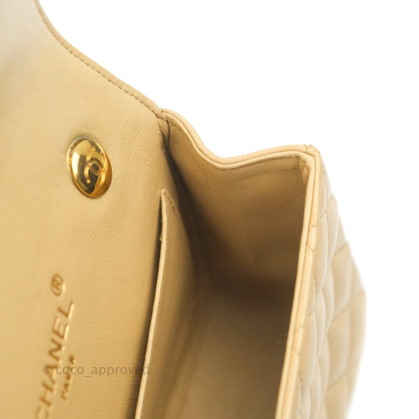 Chanel Vintage Mini Square Beige Lambskin 24K Gold Hardware