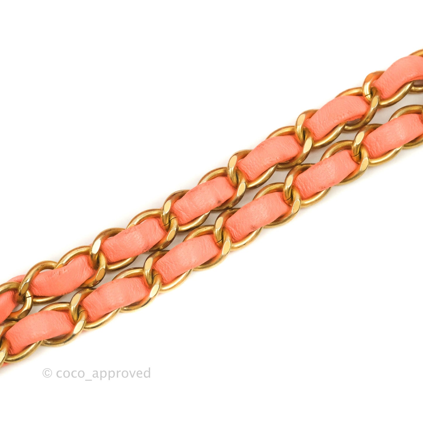 Chanel Classic M/L Medium Chevron Double Flap Coral Pink Lambskin Aged Gold Hardware