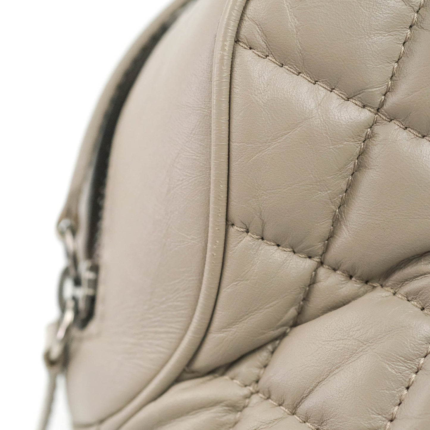 Chanel Quilted Small Coco Handle Bowling Bag Grey Aged Calfskin Ruthenium Hardware
